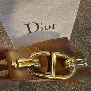 Vintage Christian Dior Brown Leather Waist Belt